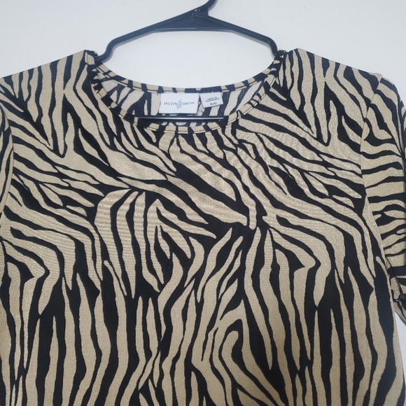 Jaclyn Smith Womens Top Size Small Animal Print Slinky Safari Chic Boho Glam Y2K - Picture 2 of 9